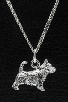 Zilveren Norwich terrier met staart ketting hanger - groot