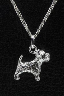 Zilveren West highland white Terrier huismodel ketting hanger - groot