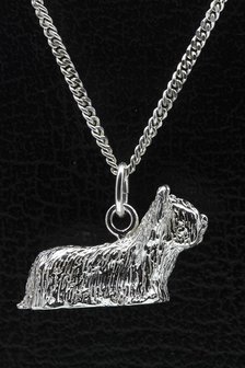 Zilveren Skye terrier ketting hanger - groot