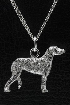 Zilveren Deerhound ketting hanger - groot
