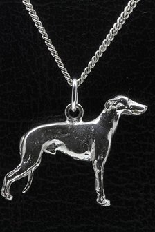 Zilveren Greyhound ketting hanger - groot