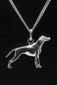 Zilveren Vizsla staande hond korthaar met staart ketting hanger - groot