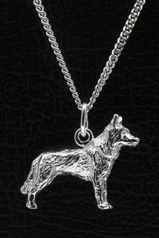 Zilveren Saarloos wolfhond ketting hanger - groot