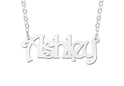 Zilveren Naamketting lettertype Ashley