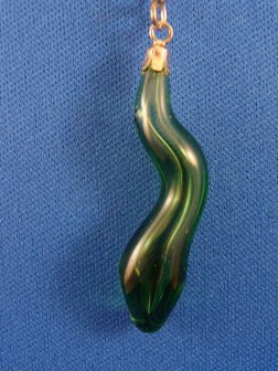Parfum ketting hanger Green snake in glas handgeblazen