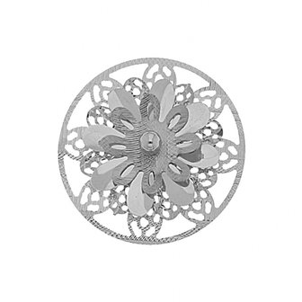 MY iMenso 925/rhod-plated insignia flat cover 3d flower 33mm - uitlopend