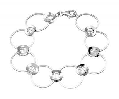 Zilveren design armband Oog in Oog  mat-glans 19 cm