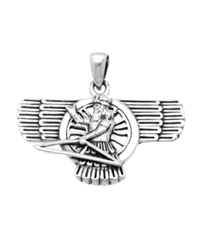 Zilveren Assyrische God Ashur kettinghanger