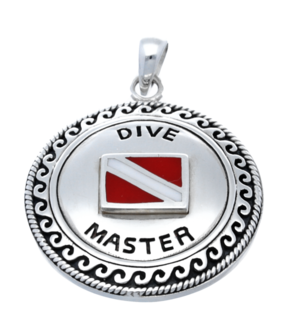 Zilveren Dive master met duikvlag kettinghanger