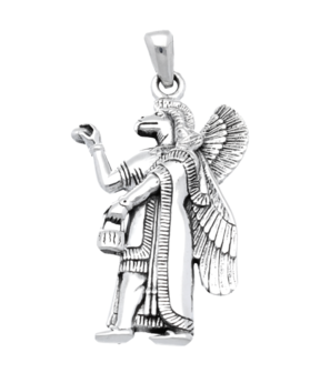 Zilveren Assyrische God Nisroch kettinghanger