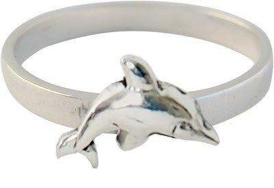Zilveren Kinder ring maat 13 t/m 15 mm. met dolfijn