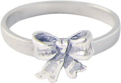 Zilveren Kinder ring maat 13 t/m 15 mm. met Strik