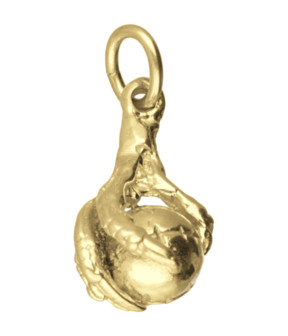 Gouden Kaatsbal met klauw middel kettinghanger