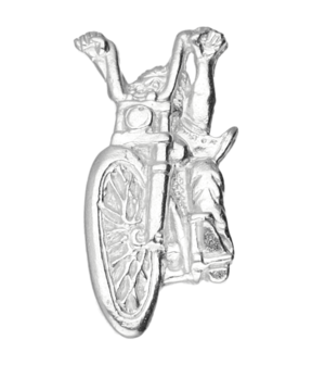 Zilveren Harley Davidson Chopper met rijder motor kettinghanger