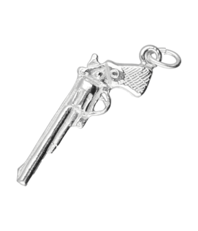 Zilveren Revolver Colt kettinghanger