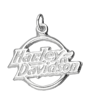 Zilveren Harley Davidson motorlogo in cirkel kettinghanger