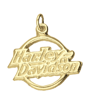 Gouden Harley Davidson motor logo in cirkel kettinghanger