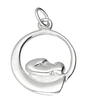Zilveren Baby in buik ketting hanger