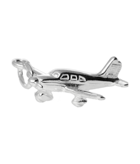 Zilveren Vliegtuig ketting hanger - 2