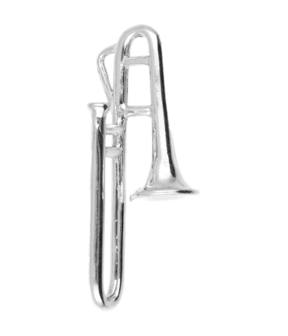 Zilveren Trombone groot ketting hanger