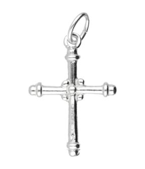 Zilveren Kruis bewerkt ketting hanger