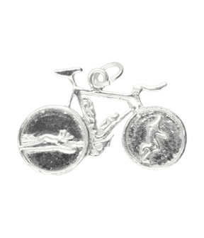 Zilveren Triathlon fiets ketting hanger