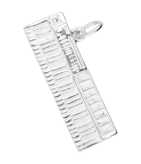 Zilveren Keyboard ketting hanger - groot