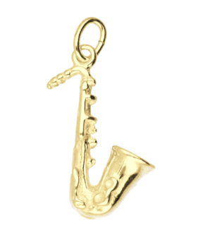 Gouden Saxofoon middel ketting hanger