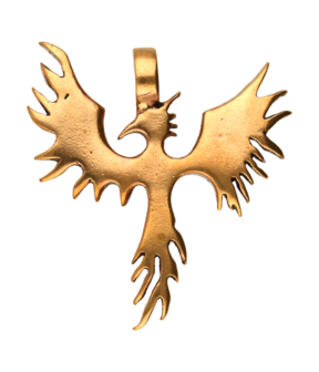 Bronzen Feniks XL kettinghanger