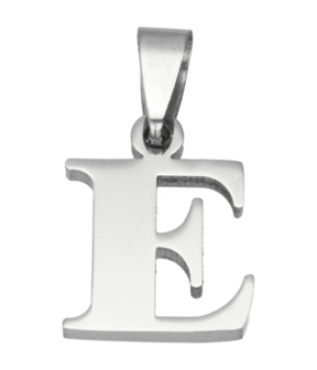 RVS Letter E ketting hanger - edelstaal