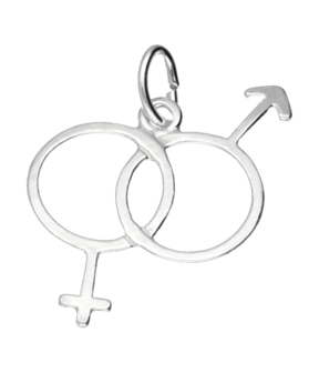 Zilveren Man/vrouw teken ketting hanger