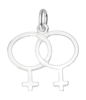 Zilveren Vrouw/vrouw teken ketting hanger