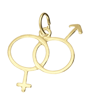 Gouden Man-Vrouw teken ketting hanger