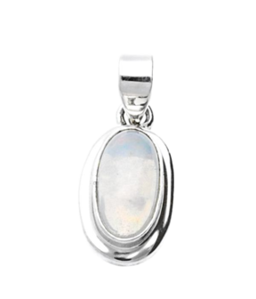 Zilveren Opaal ovaal glad kettinghanger