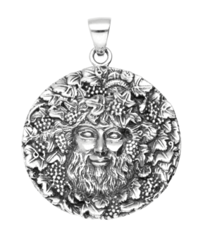 Zilveren Bacchus God van de wijn kettinghanger