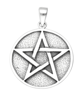 Zilveren Pentagram massief in ring kettinghanger