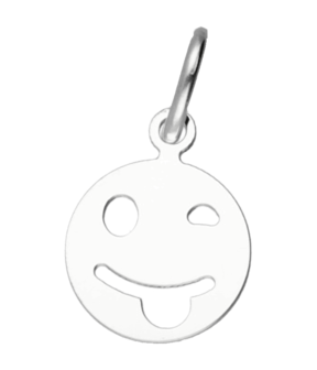 Zilveren Smiley steekt tong uit hanger