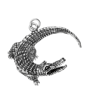 Zilveren Krokodil XL kettinghanger