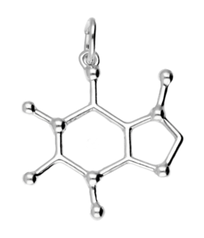 Zilveren Caffeine scheikundig molecuul formule kettinghanger