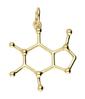 Gouden Cafe&iuml;ne scheikundige molecuul formule kettinghanger