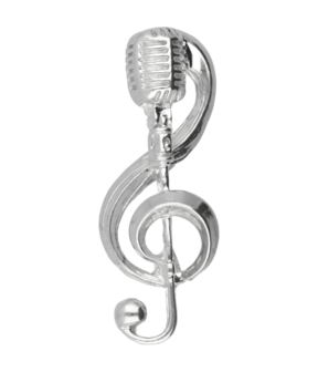 Zilveren Microfoon met muzieksleutel groot kettinghanger