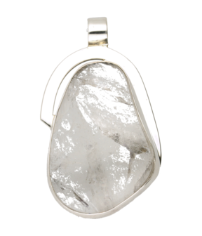 Zilveren Bergkristal edelsteen ruw vrije vorm XL hanger