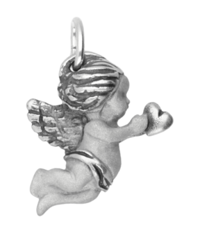 Zilveren Engel met hart Art Nouveau Jugendstil hanger