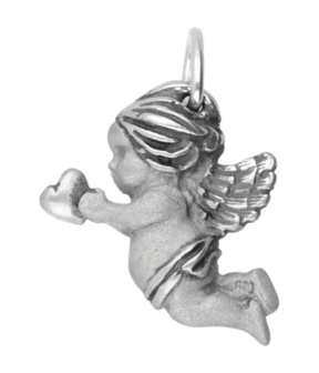 Zilveren Engel met hart Art Nouveau Jugendstil hanger