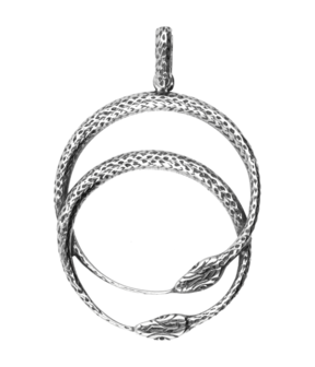 Zilveren Slangenpaar dubbele ring Art Nouveau Jugendstil hanger