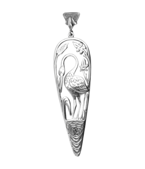 Zilveren Kraanvogels in pendule Art Nouveau Jugendstil XL hanger