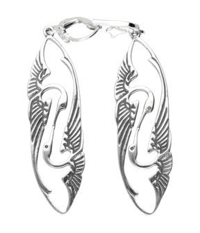Zilveren Kraanvogels XL Art Nouveau Jugendstil oorhanger