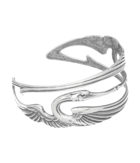 Zilveren Kraanvogels gespiegeld Art Nouveau Jugendstil Klemarmband 17-19 cm