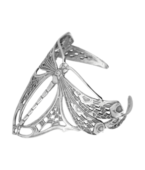 Zilveren Libelle opengewerkt Art Nouveau Jugendstil Klemarmband 17-19 cm