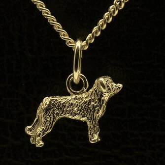 Gouden Pyrenese herder oren ongecoupeerd met staart ketting hanger - klein